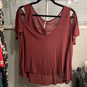 Free People Burgundy Layered‎ Blouse